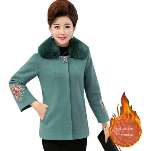 Removable Fur collar Plus size Cardigan Winter Wool Coat Womens Middle aged Coats Thicker Outerwear 2018 manteau femme hiver 535