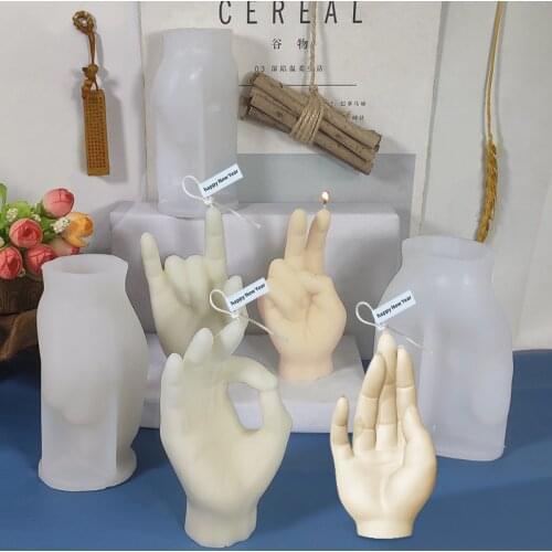 Diy Creative Gesture Silicone Canle Mold Plaster Decoration Mold Creative OK Victory Sign Candle Making Kit Cake Decoration