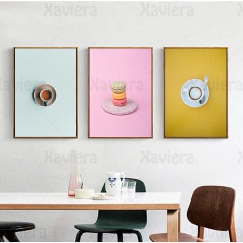 Nordic Simple Wall Art Coffee Macaron Painting Nordic Poster Home Decoration Dining Room Mural Canvas Printing Cafe Decoration