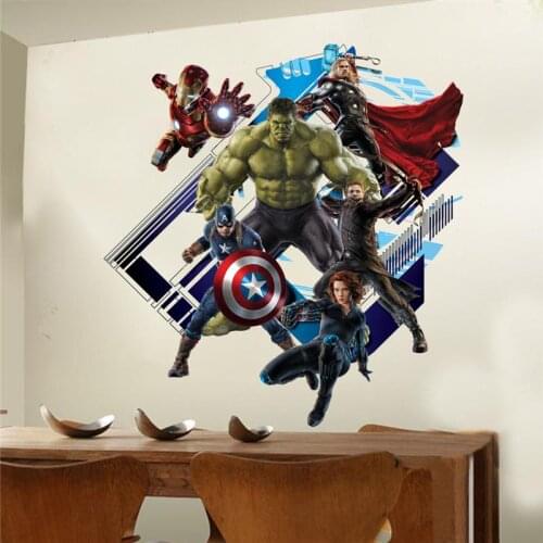Super Hero Wall Stickers Kids Room Decoration Diy Home Decals Cartoon Movie Fans 3d Art Avengers Poster Peel And Stick