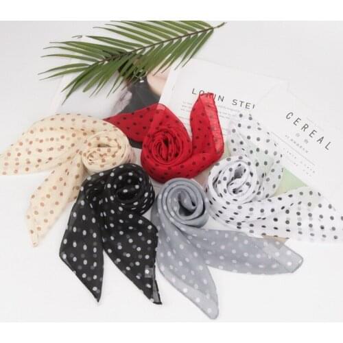 Summer Thin Scarves Soft Neck Wrap Shawl Hijab Scarves Beach Sunscreen Chiffon Polka Dot Scarf Square Scarf Hat Bag Accessory