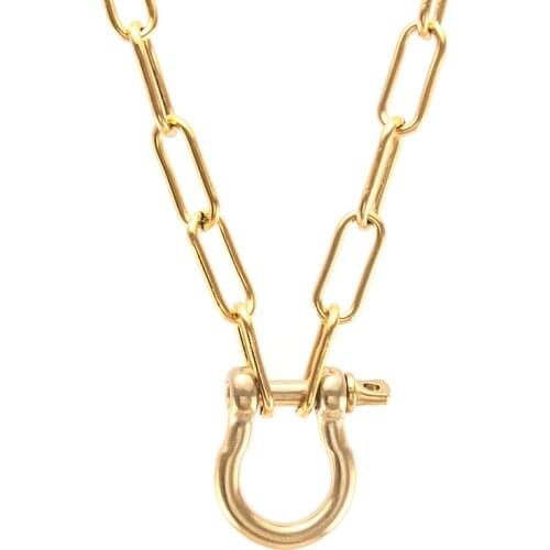 Stainless steel Handmade U-shaped lock hook heavy chain Necklace For Women Men Hip Hop Thick Necklace Party Jewelry