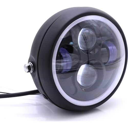 Universal 6.5'' LED Motorcycle Headlight Headlamp with Angel Eyes Ring for Harley 12v 35W LED Projector Headlight LED DRL