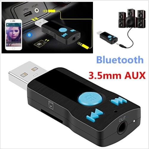 In 1 Car/Home USB Bluetooth Receiver Adapter 3.5 mm AUX Stereo Audio Speakers MP3