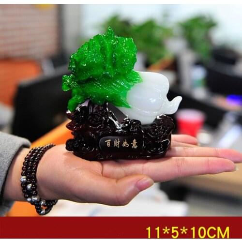 High-Quality Traditional Jade Shape Chinese Cabbage Resin Decoration Desk Ornaments Gift Home Office Shop Car Decoration