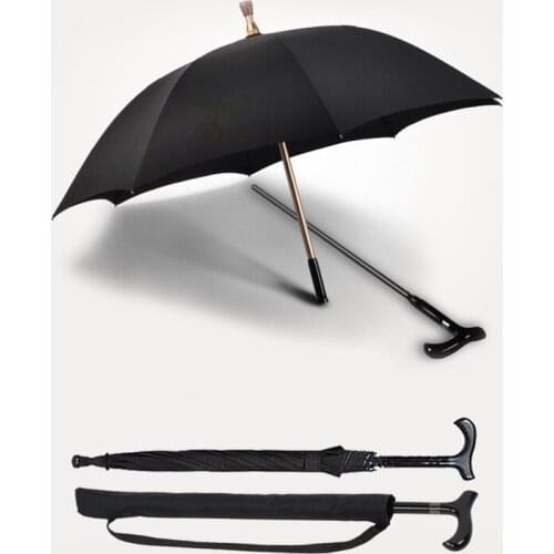 High Quality Outdoor Detachable Self-defense Climbing Alloy Parasol Fiberglass Anti-skidding Crutch Self defense Umbrellas Gear