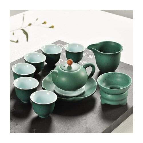 Japanese Kung Fu tea ceramic sets colorful glaze green tea pots cups bowl home Tea table decoration