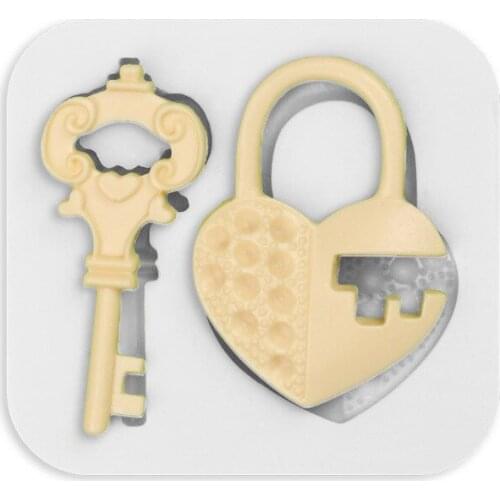 Lock Silicone Love Shape Key Fondant Silicone Mold For Cake Decorating Tools Cooking Sugarcraft Chocolate Gumpaste Mold