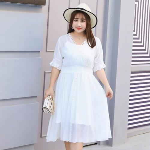 TUHAO PARTY DRESSES FOR Women Office Elegant Chiffon Summer Dress High Waist Girl Dress 4xl 3XL Oversize Plus Size Vestidos LQ46