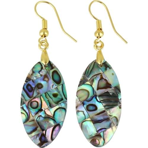 TUMBEELLUWA Oval Abalone Shell Dangle Drop Hook Earrings for Women