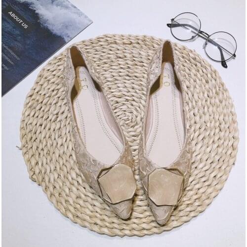 Women Shoes Flat Heel Spring Summer Pointed Toe Solid Color Pleated Cloth Plus Big Size 45 46 Small Size 31 32 33 Fashion Flats