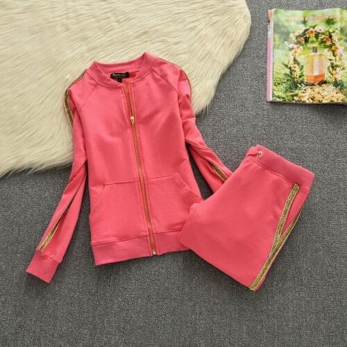 Casual Two Piece Outfits Zipper O-Neck Tops and Elastic Waist Jogger Pants Spring Autumn Tracksuit Woman Suit Female Sets 2021