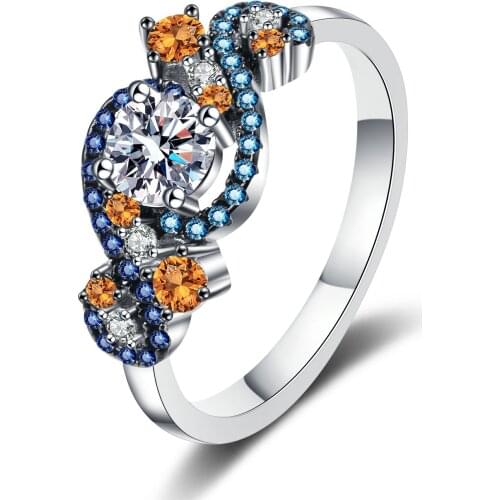 Passed Diamond Test Excellent Moissanite Diamond Ring 925 Sterling Silver Color Diamond Ring Women Wedding Luxury Jewelry