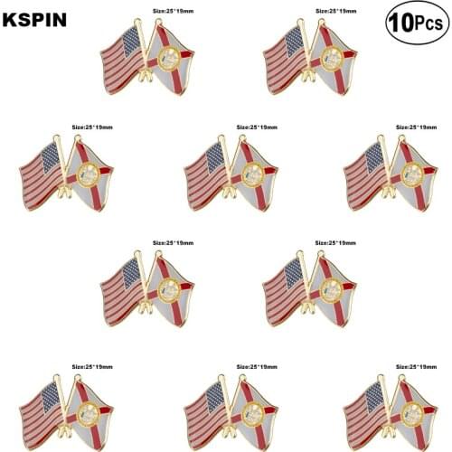 U.S.A & Florida Lapel Pin Flag badge Brooch Pins Badges 10Pcs a Lot