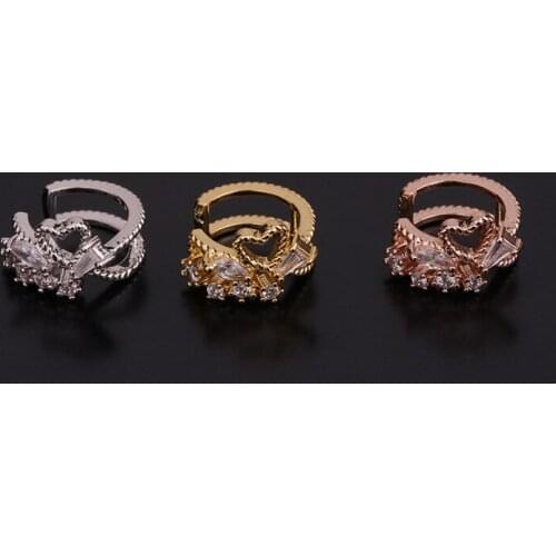 1 PCS Cute U Shape No Piercing Heart Zircon Ear Bone Cuff Clip Earring Simple Mirco Pave CZ Circle Copper Ear Clip Jewelry