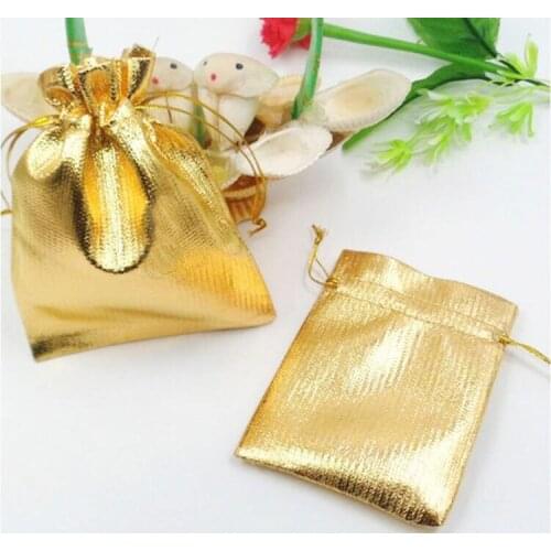 10pcs 11*16cm gold bags woman vintage drawstring bag for Wedding/Party/Jewelry/Christmas/Gift diy handmade Pouch Packaging Bag
