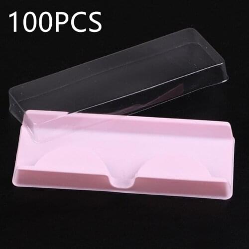 100pcs 8.5*3.2*1cm Eyelashes Box Fake Eyelash Tray Storage Cover Single Case Pink Clear White Custom Logo Wholesale 20