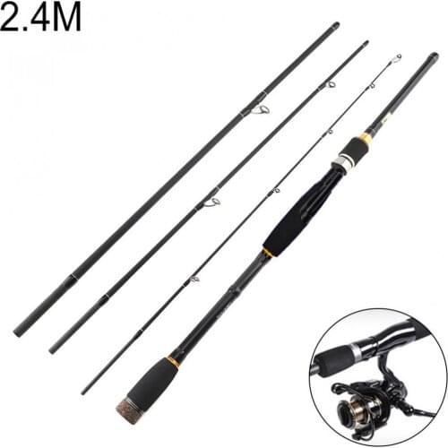2.4m 4 Section strong Carbon Fiber Lure Fishing Rod M Power Ultra Light Spinning Fishing Pole