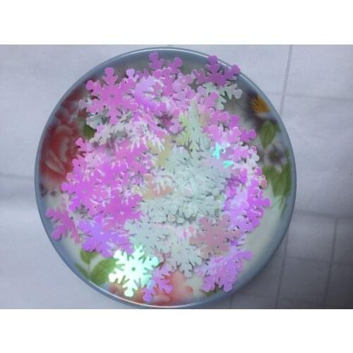 500pcs/lot PVC Sequins 19mm Snowflake With 1 Center Hole DIY Clothes White AB White Snow