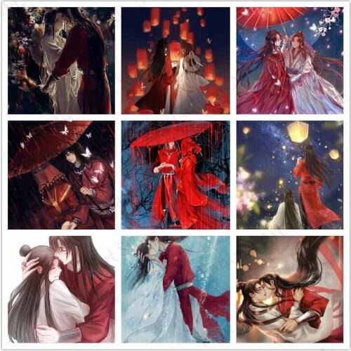 5d Diy Diamond Painting Tian Guan Cifu Full, Square, Round Diamond Embroidery Art Diamond Mosaic Cartoon Characters, Family Art