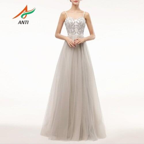 ANTI New Arrival Sexy Party Evening Dress Backless Vestido De Festa Tulle Long Formal Evening Gowns Robe De Soiree With Zipper
