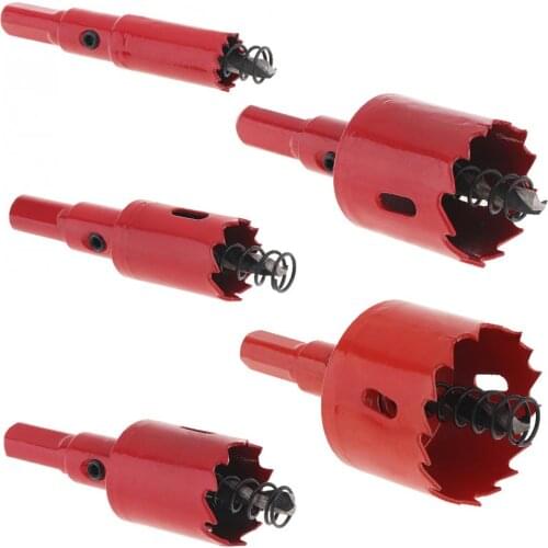 5pcs 15 / 20 / 25 / 30 / 40mm M42 Bi-metal Hole Saw Drilling Hole Cut Tool with Sawtooth and Spring for PVC Plate / Woodworking