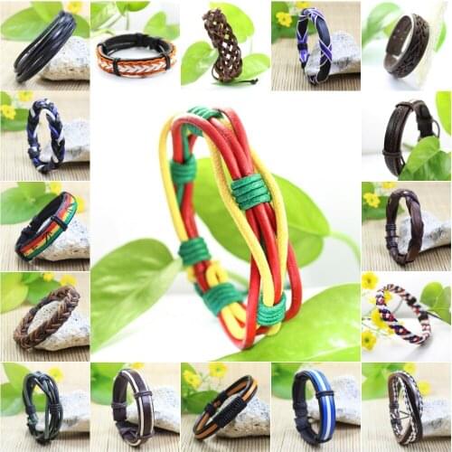 Freedom choice 100PCS/Lot Handmade Punk Charms Men Braclet For Women Ethnic Tribal Wrap Bracelet & Bangle Femme Male Wristband