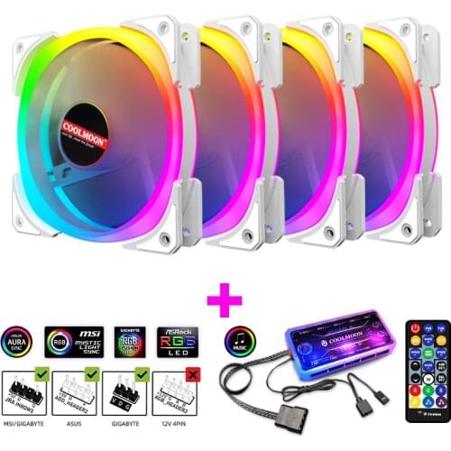 Coolmoon SJ101 5V ARGB Fan 6 Kit AURA SYNC with IR Remote Quiet 120mm Computer Case CPU Cooler and Radiator RGB Case Fans