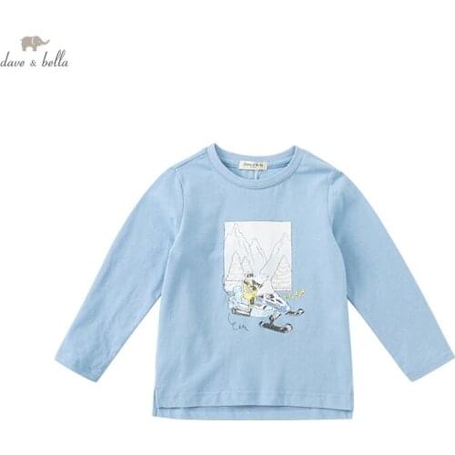 DKY18318 dave bella autumn 5Y-13Y kids boys clothes children fashion cartoon print T-shirt girls high quality fashion tees