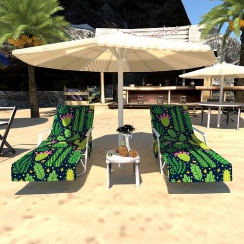 For Chaise LOUNGEs Chairs Green Leaves Beach Towel Chair Covers Pool LOUNGEs Chair Covers Towel Pockets Beach Towel Covers Home
