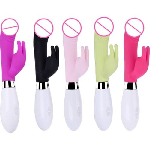 FEIHAN 10 Frequency Dual Vibration G-Spot Dildo Rabbit Vibrator Silicone Clitoris Stimulator Adult Sex Toy for Women