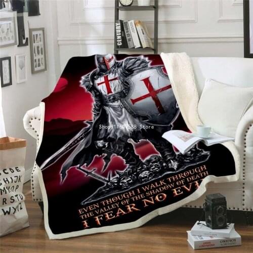 Hot Knights Templar Blanket 3D Printed Sherpa Blanket for Bed Home Textiles Decor Dreamlike Weighted Blanket Accept Dropshipping