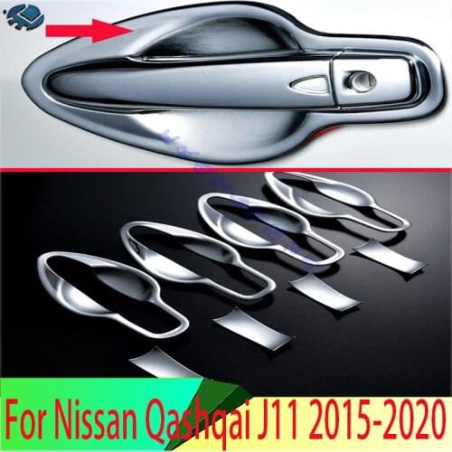 For Nissan Qashqai J11 2015 2016 2017 ABS Chrome Door Handle Bowl Cover Cup Cavity Trim Insert Catch Molding Garnish