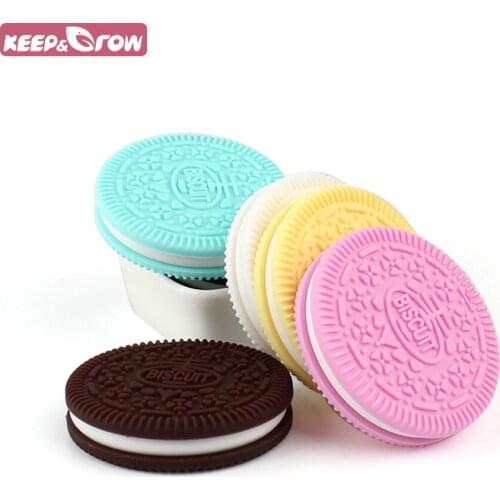 Keep&Grow 1Pc Silicone Biscuit Baby Teethers Baby Teething Toys BPA Free Baby Nursing Necklace Pendant Chewable Baby Mordedor