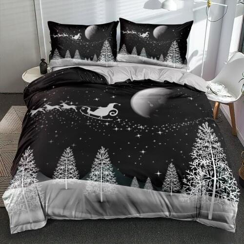 3D Bedding set Black Duvet cover set Quilt covers Comforter case Pillowcase King Queen Double Twin Size Christmas Bed Linen