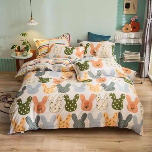 Cartoon Bunny Ears Pattern Bedding Set, Duvet Cover Pillowcase 3pcs200x200,220x240 Quilt Cover, King Size Bed Sets