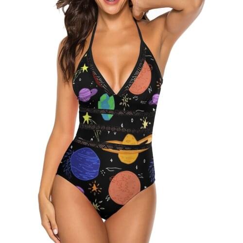 Galaxy Swimsuit Suspender Kawaii Festival Swimwear Teenager New 1 Piece Bathing Suit