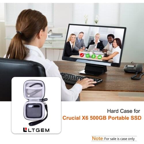 LTGEM EVA Hard Case for Crucial X6 500GB Portable SSD–Up to 540MB/s – USB 3.2 – External Solid State Drive, USB-C - CT500X6SSD9