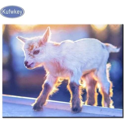 Little Baby Goat Sunset Diamond Painting With diamonds Square/Round Stones Diamond Mosaic Rhinestones Pictures animal wall art