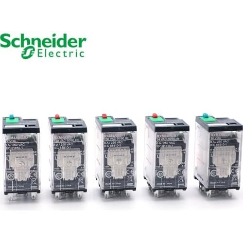 Schneider electric RXM miniature plug-in relays with LED（5pieces）RXM4A 4CO 6A 12 VDC-110 VDC 24 VAC-230 VAC electromagnetic