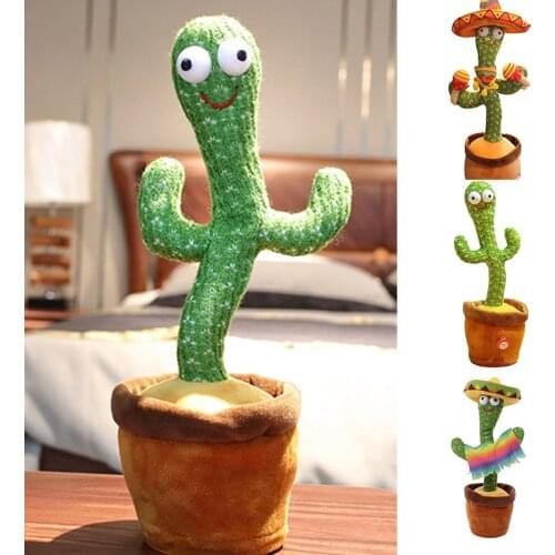 New Cactus Dancing Car Ornament USB Long lasting Shaking Head Dashboard Decor Toy with Recording Function Xams Gift for Kid