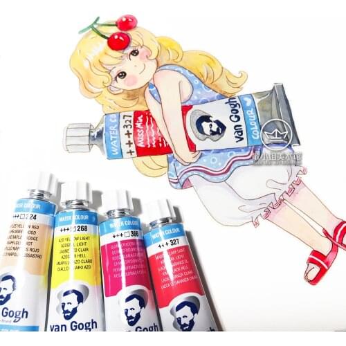 Original Van Gogh Watercolor Paint Yellow Red Purple Acuarelas Series 10ml Tubular Single Small Fresh Hand Painted Aquarela