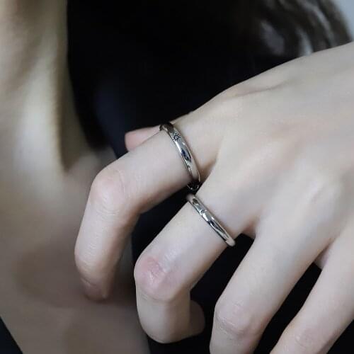 A Pair of Sun Moon Star Couple Girlfriends Ring Gift Men and Women Simple Classic Student Korean Pair Ring