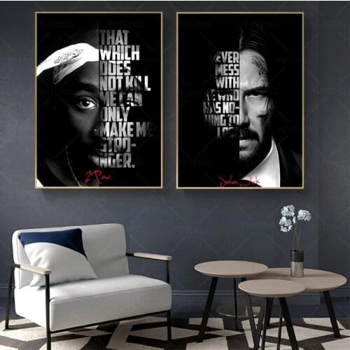 Tupac Shakur Godfather Figure Portrait Motivational Posters Prints Modern Wall Art Canvas Painting Wall Pictures for Living Room