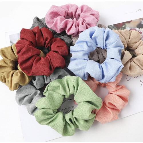 Women Fashion Hair Scrunchies Solid Color Elastic Rubber Bands Girls Hair Ring Rope Ponytail Holders Scrunchie Hair Accessories