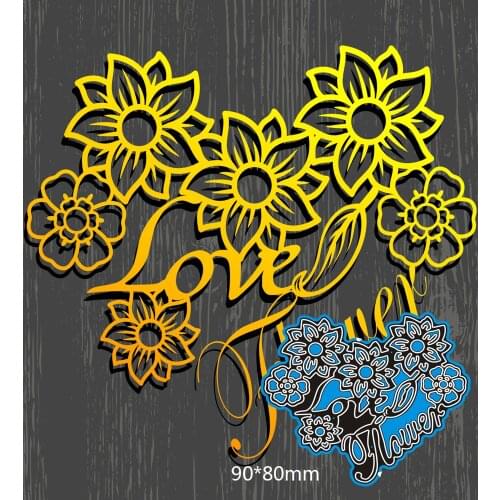 90*80mm Hollow Flower Heart Cutting Metal Dies New Stencils DIY Scrapbooking Paper Cards Craft Making Craft Decoration
