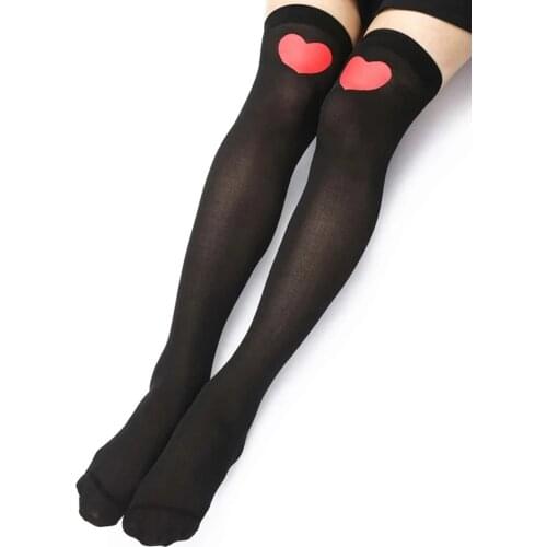Sexy fashion Over the knee stockings heart-shaped print stockings