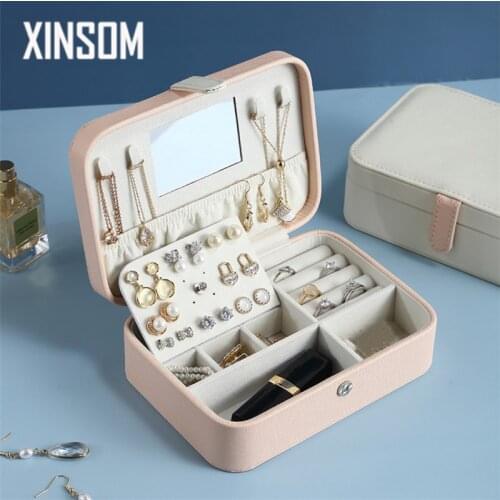 XINSOM Casket Jewelry Box Organizer Portable Travel Case Necklace Earrings Rings Jewelry Packaging Display Box Birthday Gift
