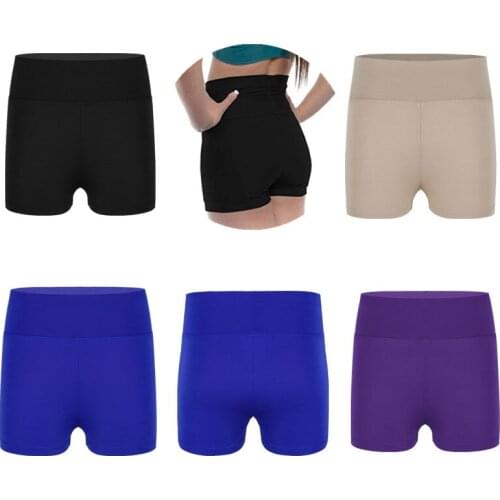6-12 Years Girls Kids Child Boy-cut High Waist Activewear Dance Shorts Bottoms for Yoga Sports Workout Gym Girls Dancing Shorts