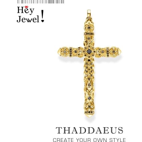 Pendant Cross Black Stones Gold,2021 New Fine Jewelry Master’s Artwork Bijoux Accessories 925 Sterling Silver Gift For Woman Men